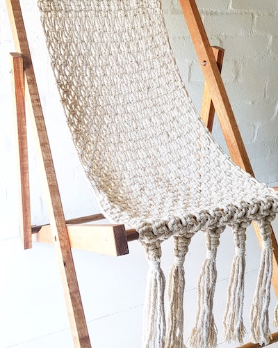 Macrame deck chair side view